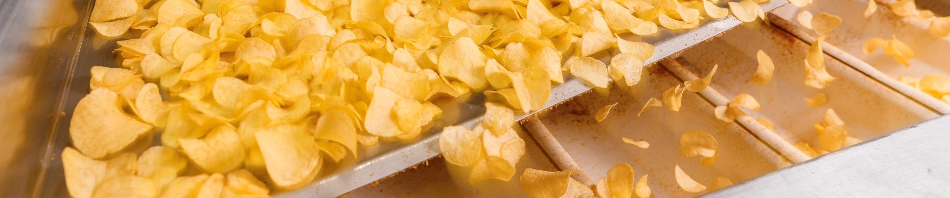 Potato chips production line at food plant