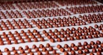 Process chocolate glazing sweets candy